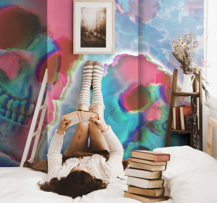 迷幻的死亡头壁画 - TenStickers