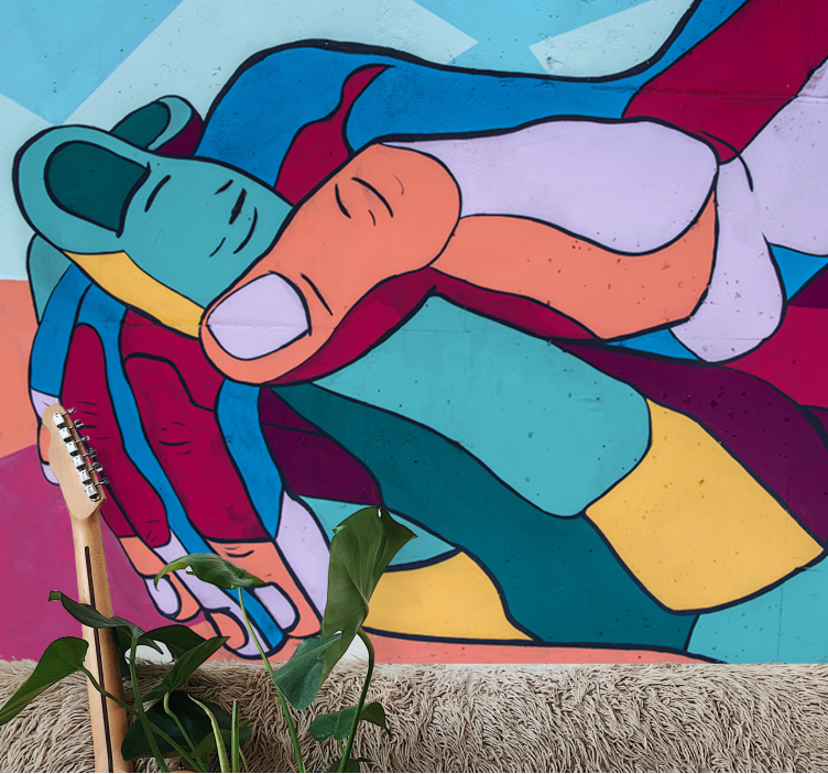 墙面壁画的爱的风格色彩斑斓的手臂拥抱 - TenStickers