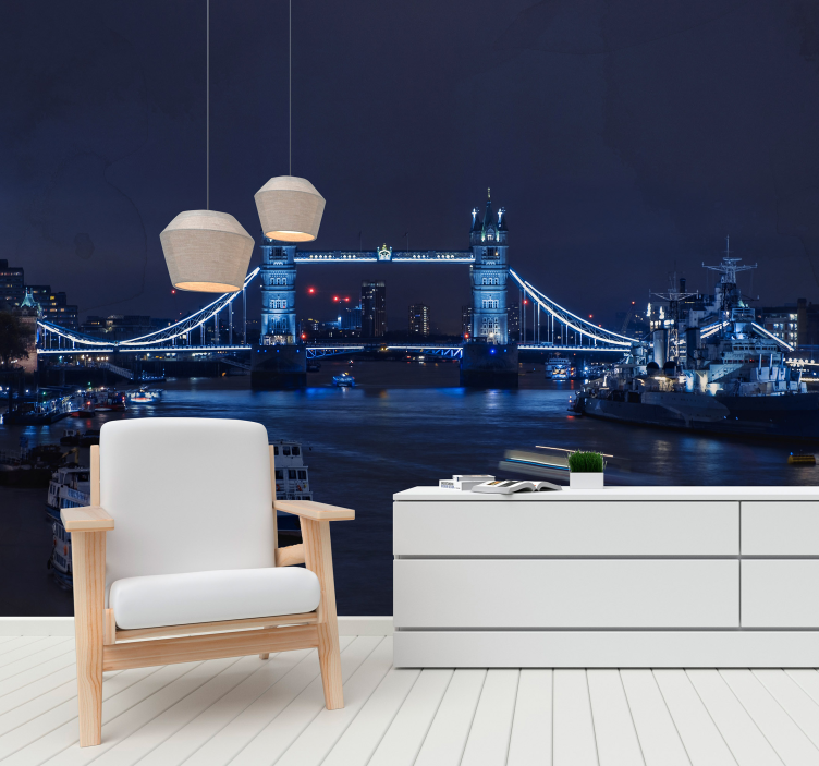 伦敦壁画塔桥夜景 - TenStickers