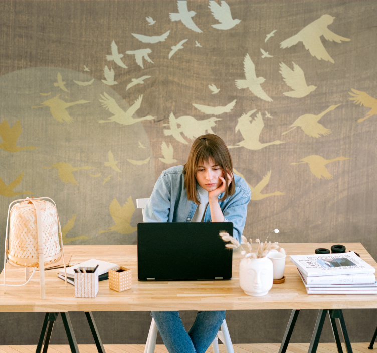 自然照片墙展现飞翔中的鸟儿 - TenStickers