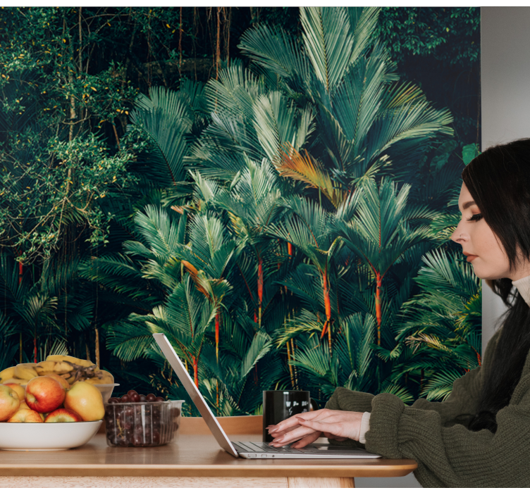 自然照片墙展现异域棕榈叶景观 - TenStickers