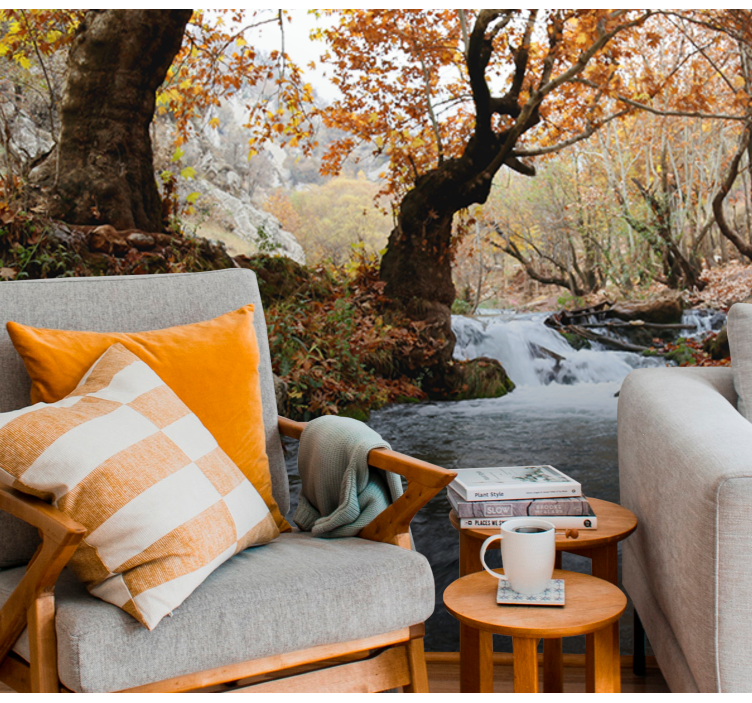 自然照片墙森林溪流的宁静 - TenStickers