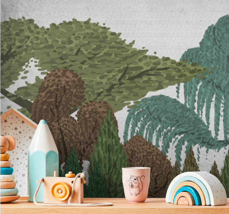 自然照片墙展现生机盎然的树叶景观 - TenStickers