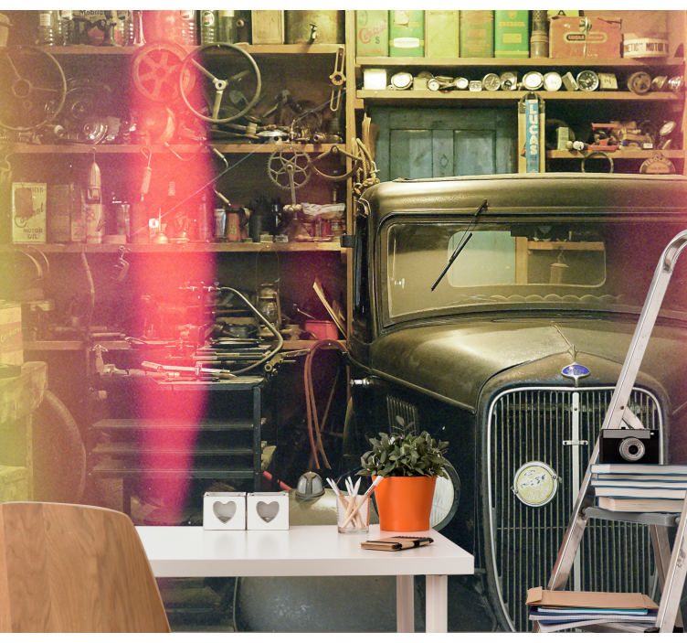 其他车辆壁画展示复古汽车 - TenStickers