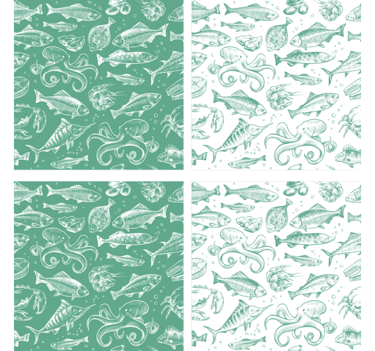 杯垫纹理海鲜图案艺术作品 - TenStickers