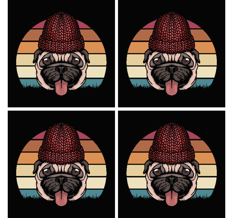 杯垫 怪物 布偶犬戴针织帽 - TenStickers