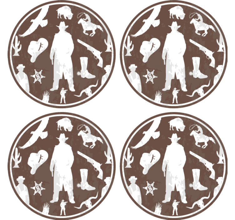 复古杯垫西部牛仔主题 - TenStickers