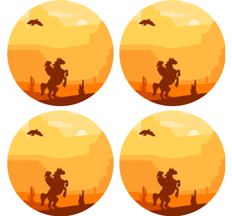 复古杯垫日落沙漠景色 - TenStickers