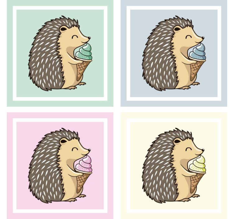 杯垫 怪物 刺猬享受冰淇淋 - TenStickers