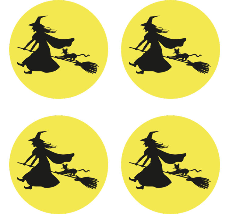 杯垫 万圣节过山车 女巫骑扫帚 - TenStickers