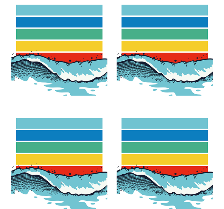 杯垫纹理与多彩波浪图案相结合 - TenStickers