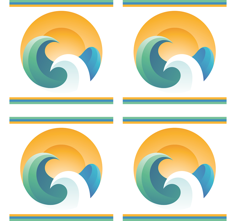 杯垫现代设计夕阳下的波浪造型 - TenStickers