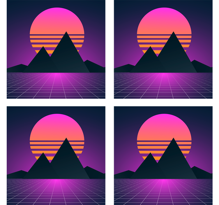 杯垫现代设计几何山脉日落 - TenStickers