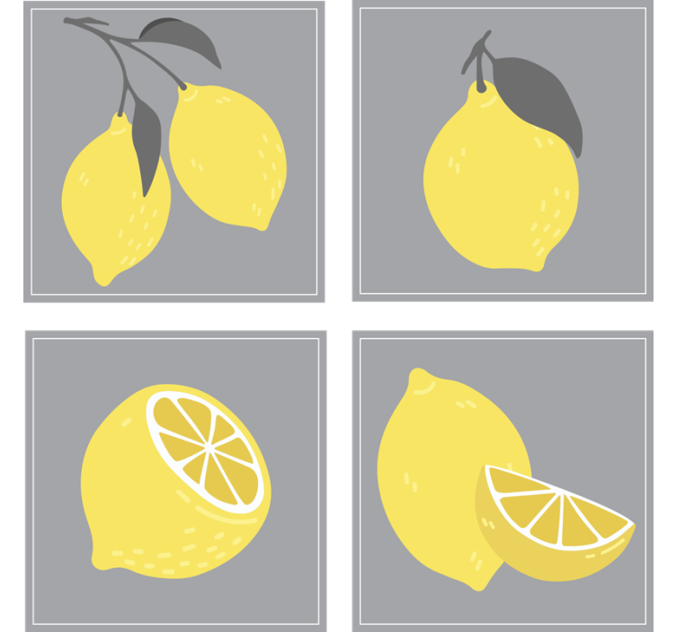 杯垫纹理柠檬插画套装 - TenStickers