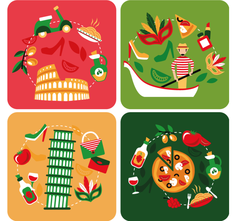 杯垫 怪物 意大利美食之旅 - TenStickers