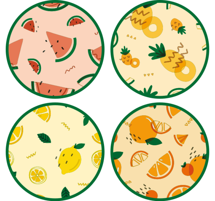 杯垫 怪物 热带水果图案 - TenStickers