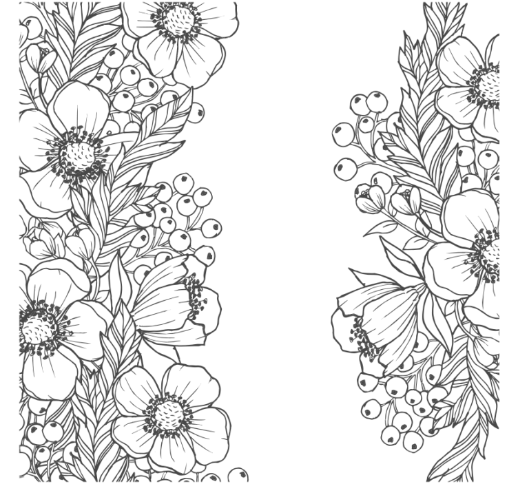 杯垫纹理与花卉轮廓图案相结合 - TenStickers