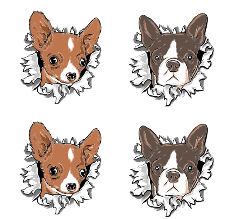 杯垫 怪物 吉娃娃和斗牛犬脸谱 - TenStickers