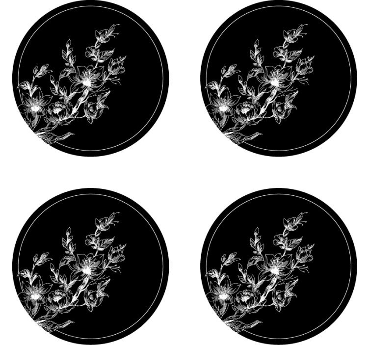 杯垫纹理与花卉线条艺术相结合 - TenStickers