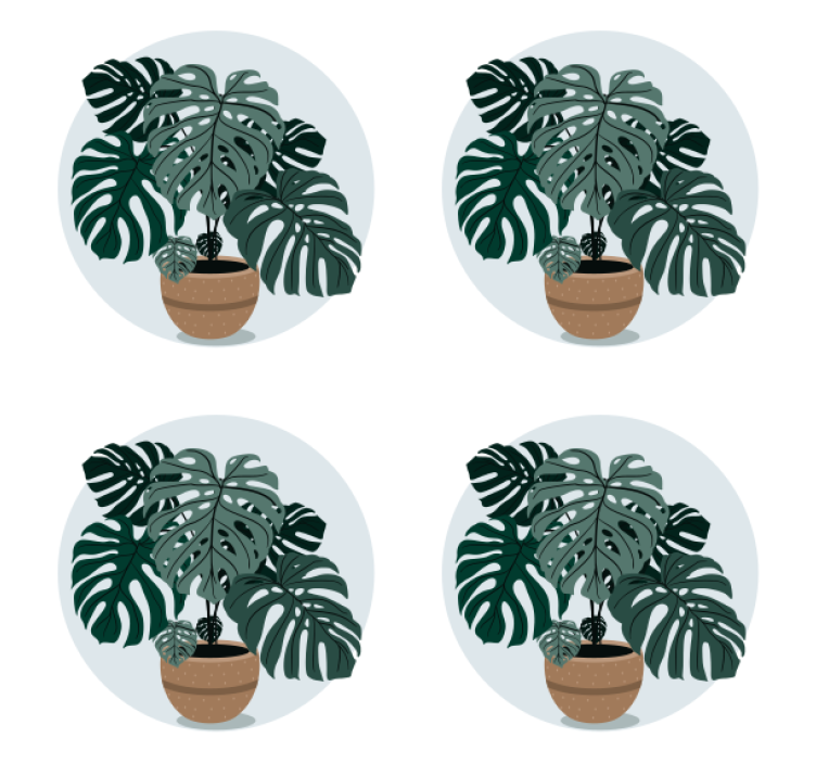 杯垫现代设计单品，怪兽植物插图 - TenStickers