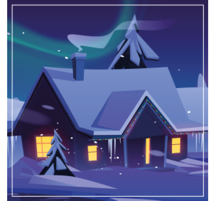 圣诞杯垫 雪景小屋与灯光 - TenStickers