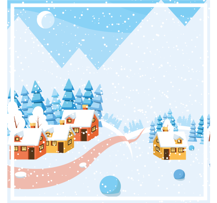 圣诞杯垫雪乡村场景 - TenStickers