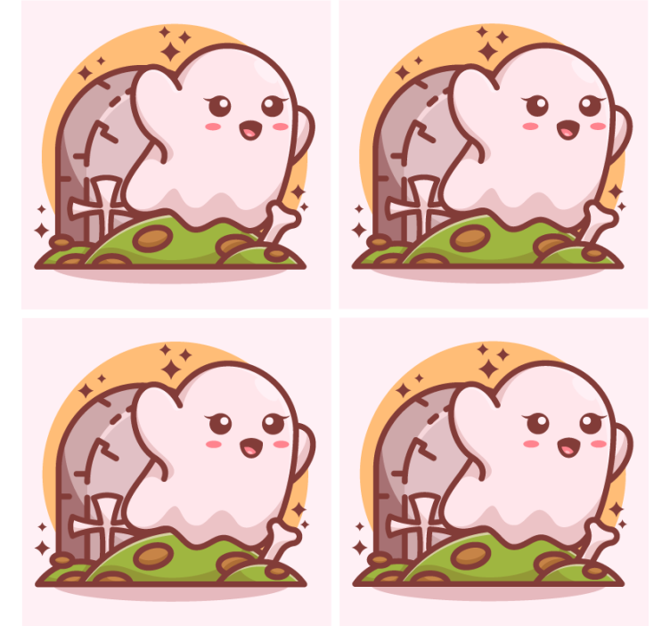 杯垫 万圣节过山车 欢乐鬼魂插图 - TenStickers