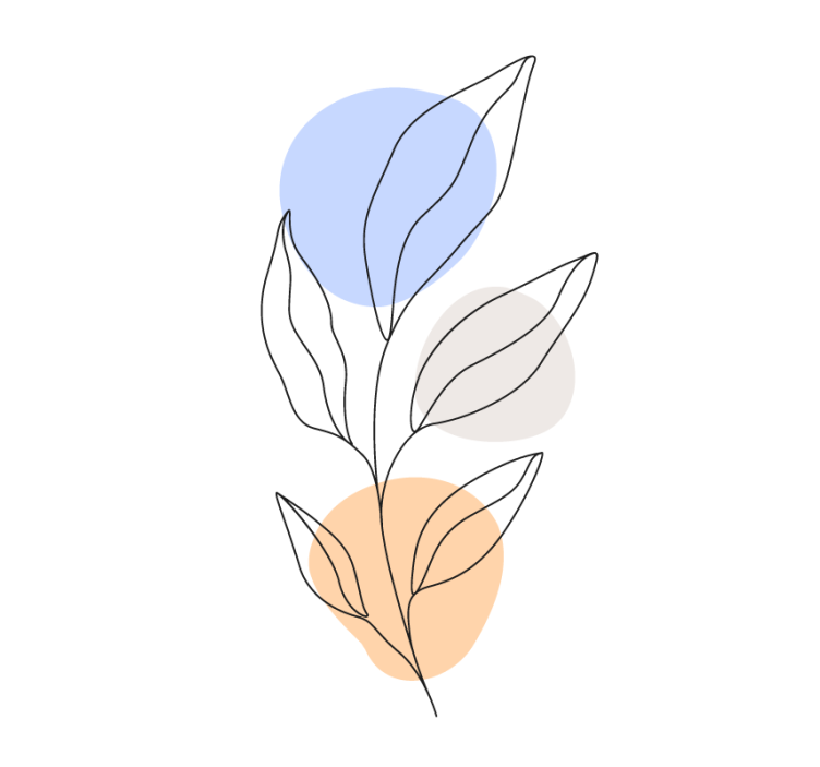 杯垫现代设计抽象植物线条艺术 - TenStickers