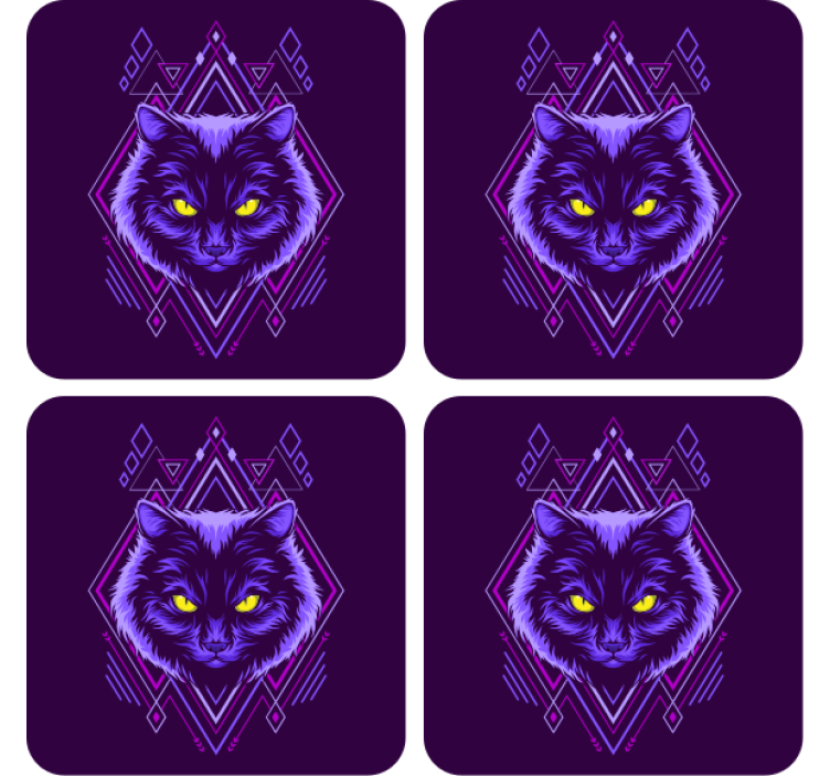 杯垫 怪物 精致猫咪插图 - TenStickers