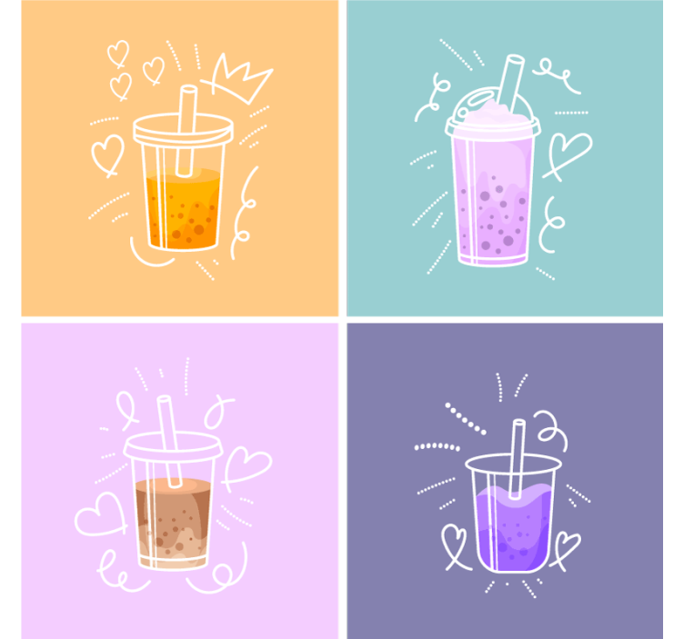 杯垫现代设计色彩丰富的饮品插图 - TenStickers