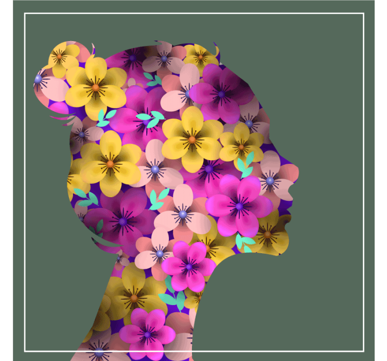 杯垫现代设计花卉轮廓剪影 - TenStickers