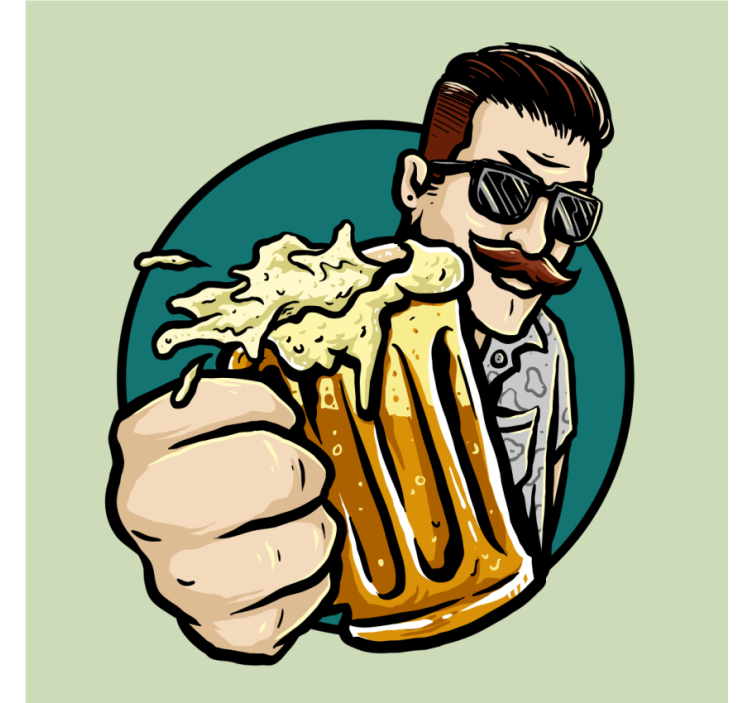 杯垫 啤酒垫 胡子男士手持啤酒杯 - TenStickers