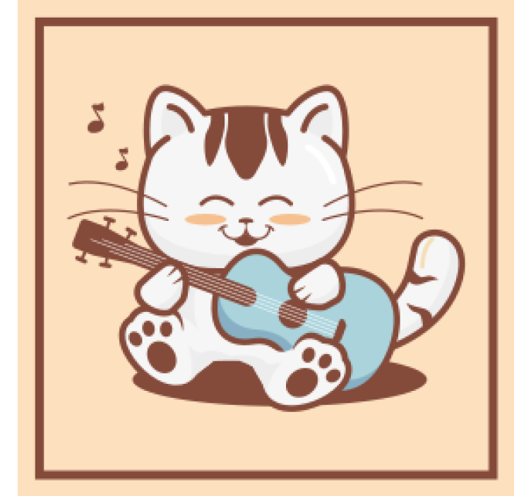 杯垫 怪物 玩耍的猫咪弹吉他 - TenStickers