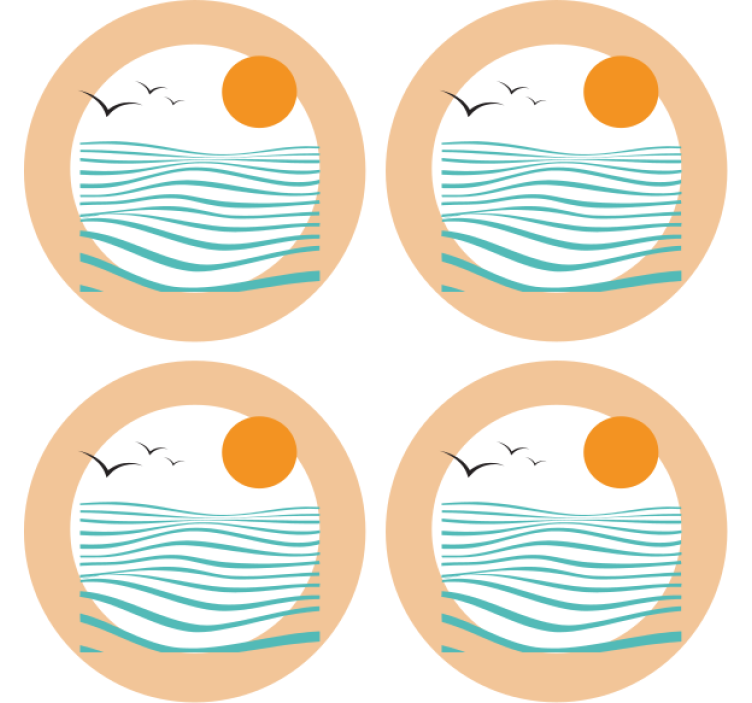 杯垫现代设计波浪图案日落 - TenStickers
