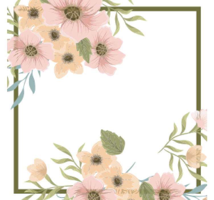 杯垫现代设计花卉边框框架 - TenStickers