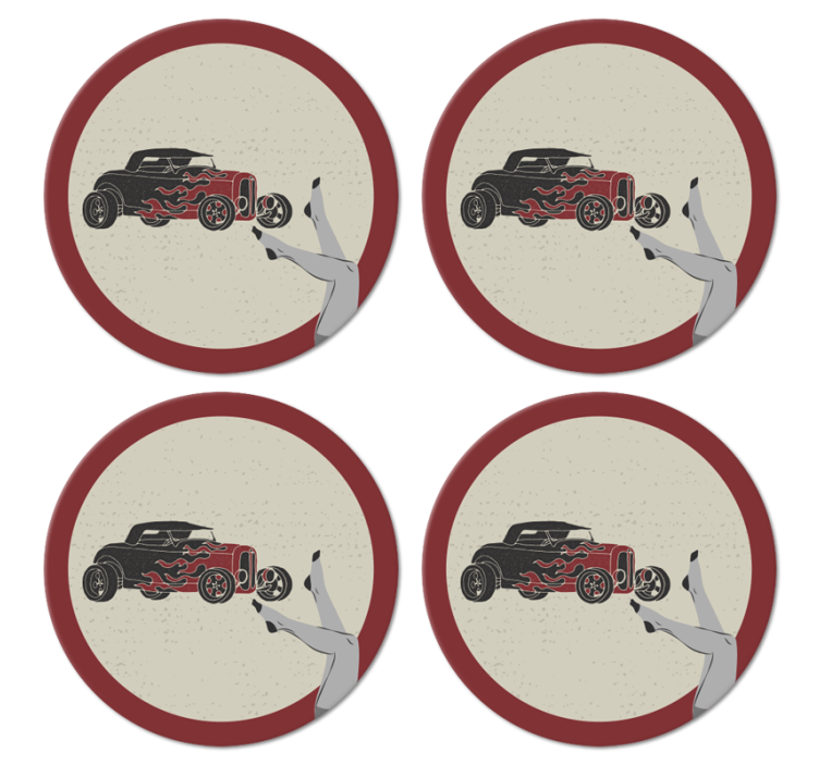 复古杯垫火焰热车 - TenStickers
