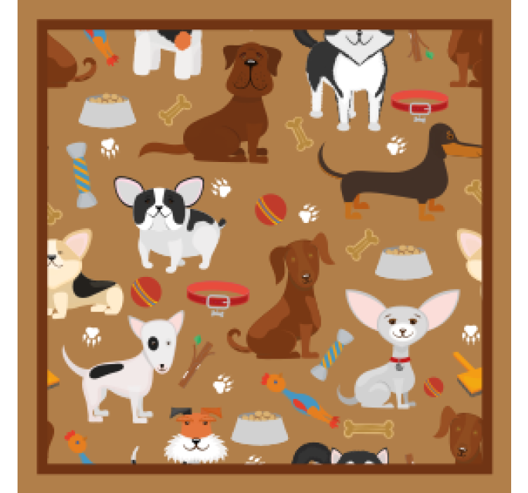杯垫现代设计趣味狗狗插图 - TenStickers