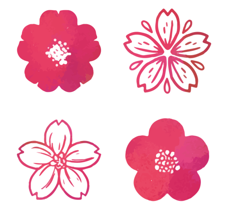 杯垫现代设计粉色花卉元素 - TenStickers