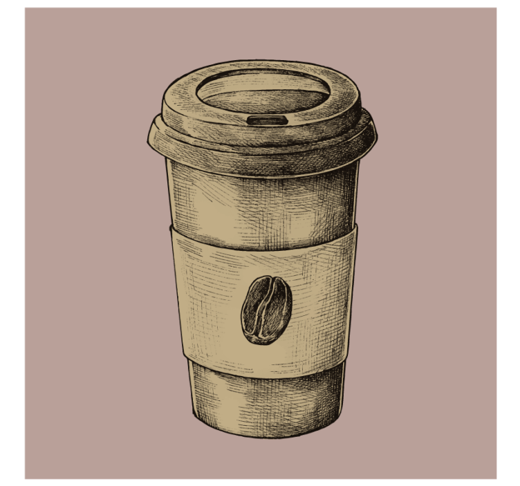 复古杯垫插画咖啡杯 - TenStickers