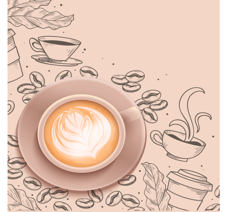 杯垫现代设计优雅咖啡杯艺术 - TenStickers