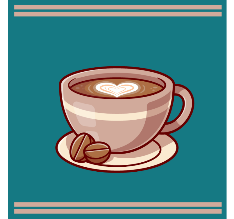 杯垫现代设计心形咖啡杯 - TenStickers