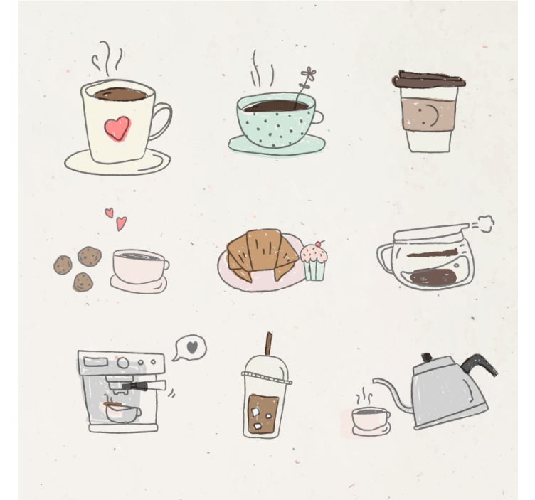 杯垫现代设计饮品插画拼贴 - TenStickers