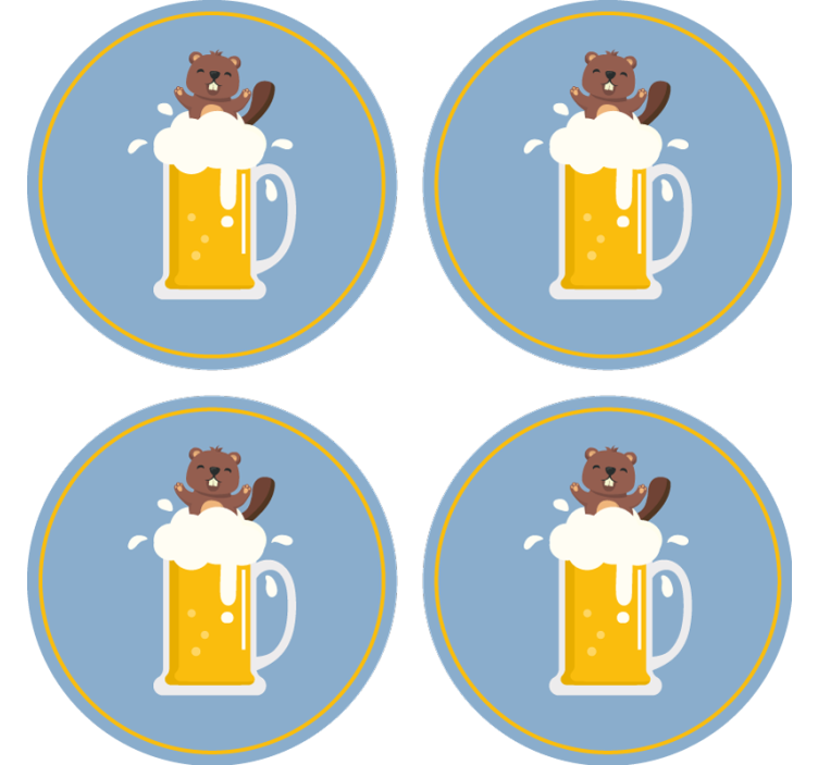 杯垫 啤酒垫 快乐海狸杯 - TenStickers