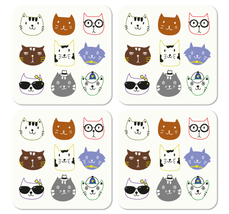 可爱多彩有趣的猫极客杯垫 - TenStickers
