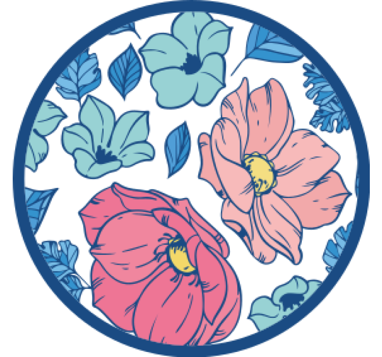 杯垫现代设计花卉图案圆形 - TenStickers