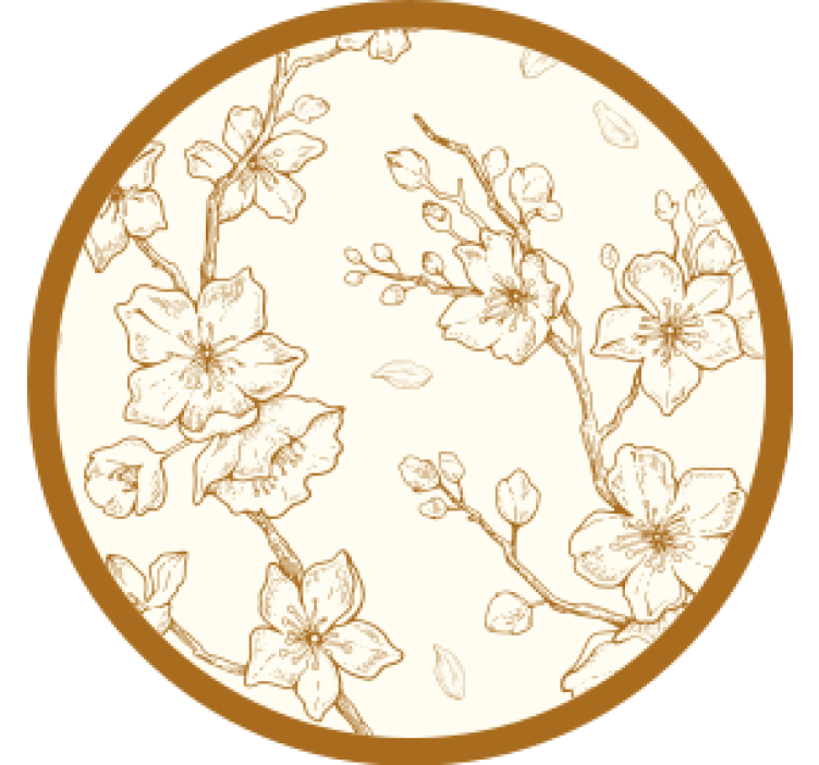 复古杯垫 花卉雕刻木材 - TenStickers