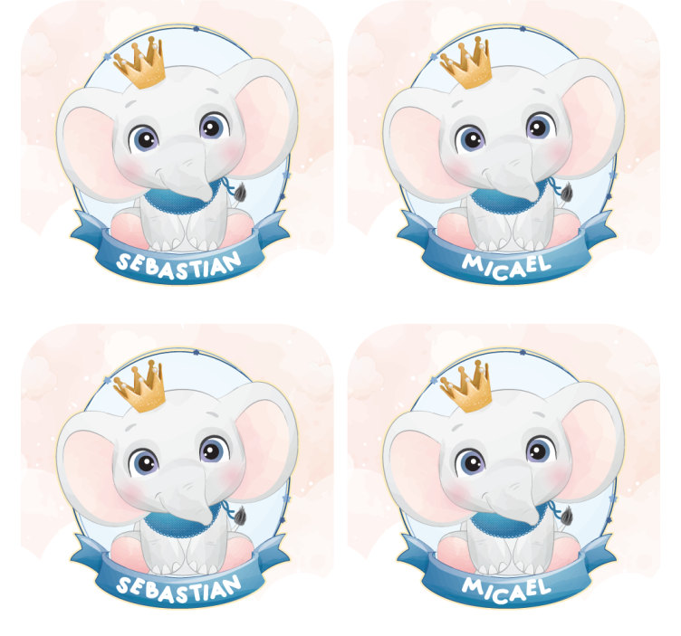 男孩名字个性化过山车的可爱大象 - TenStickers