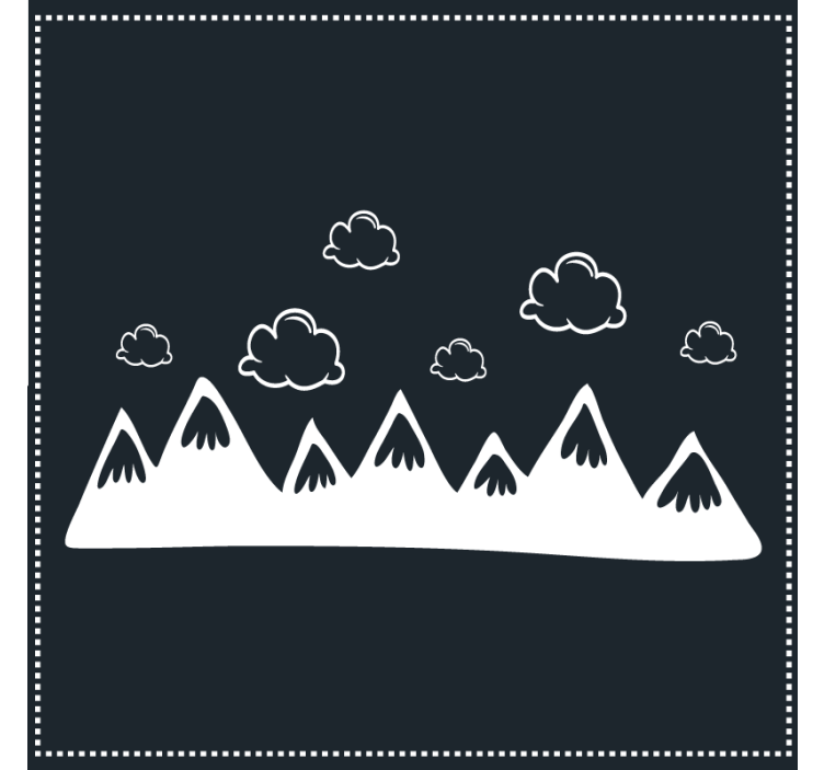 杯垫纹理山脉轮廓与云彩 - TenStickers