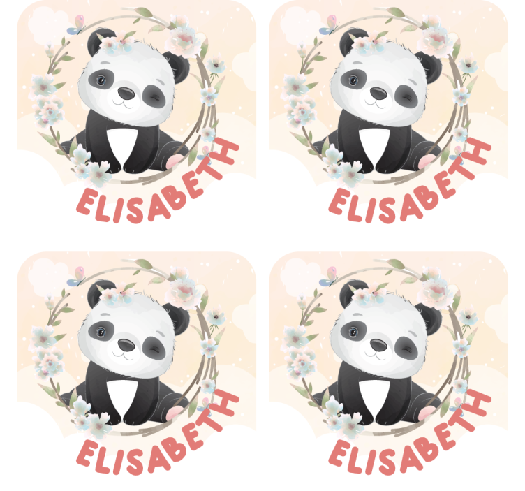 定制杯垫与花卉点缀的熊猫 - TenStickers