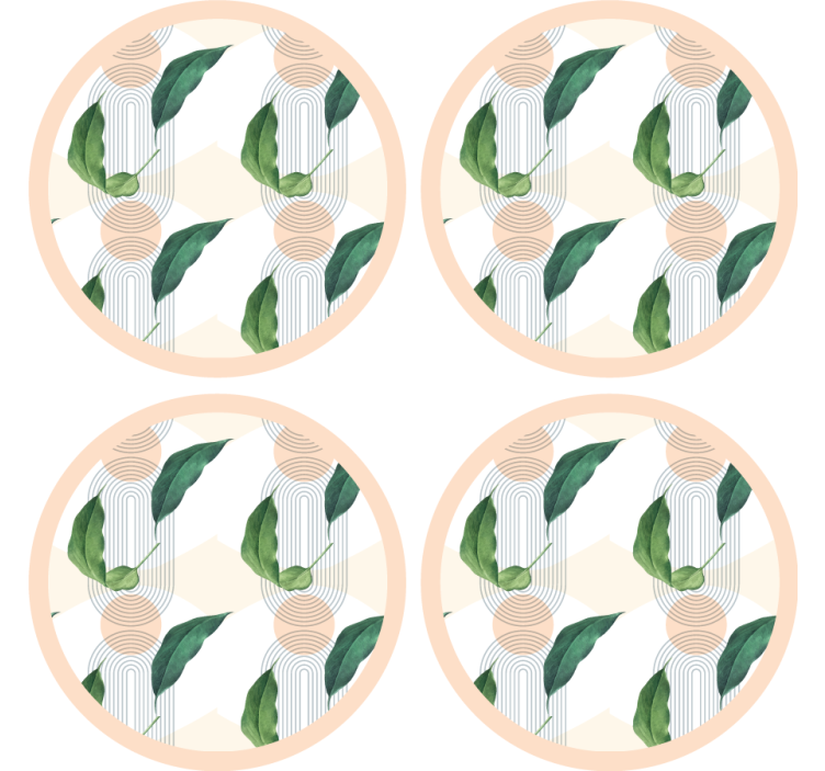 杯垫现代设计叶片几何图案 - TenStickers